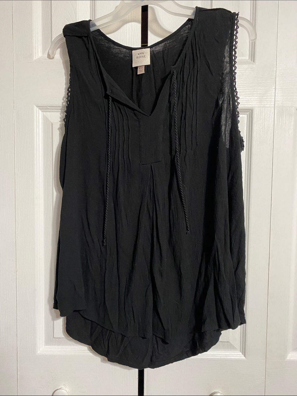 Knox Rose Black Sleeveless lightweight gauze tank Top shirt blouse size XXL